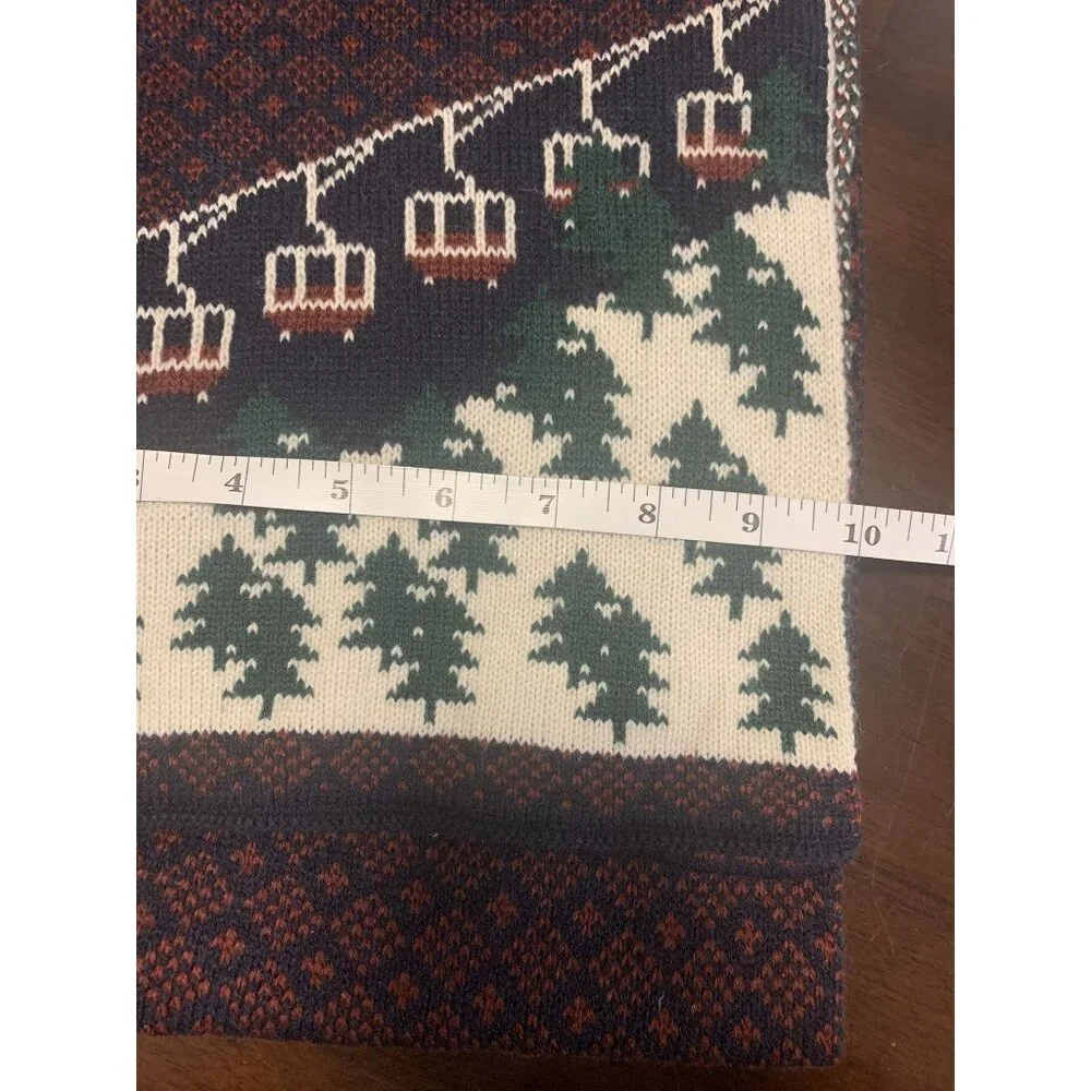 NWT 21 Men Winter Knit Ski Snowboard Scarf Os Ski Lift‎ & Tree Pattern